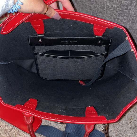 Dooney and Bourke denim and red satchel - Picture 6 of 9